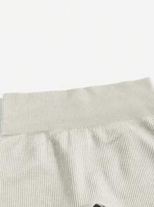 Easithlete Pantaloni scurți de sport slim fit, tricot de culoare uni, cu talie lată, cu design cu nervuri, Pantaloni scurți pentru transpirație pentru femei, pantaloni scurți pentru gimnastică, pantaloni scurți pentru motocicliști