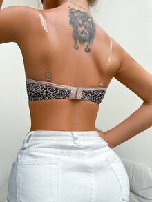 SHEIN Women Front Closure Leopard Print Bra With Molded Cups, Numeric Sizing