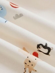 Cozy Pixies Em bé Con trai Dễ thương In Động vật Vòng cổ Áo nỉ Và Quần Hai chiếc - Màu be - Xem 8