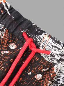 Pantaloni Jogger Con Polsini Elastici E Stampa Astratta Per Uomo - nero - Visualizzare 4