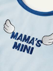 1pc Embroidered Heart Mother's Day Soft & Comfortable Baby Hat With 1 Bib And 2 Pairs Of Gloves - Blue - View 5