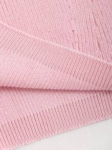 SHEIN Unity Women Short Simple Knitted Top - Pink - View 4
