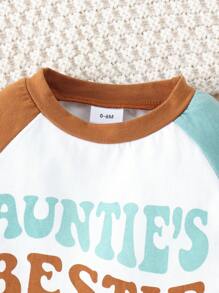 Baby Boy's Letter Print T-Shirt With Pocket And Shorts Set, Spring/Summer