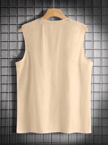 Manfinity Homme Men Loose Fit Tank Top With Bull Head Print For Summer - Khaki - View 2