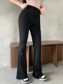 DAZY Solid Color Butt Lifting Flared Pants For Summer