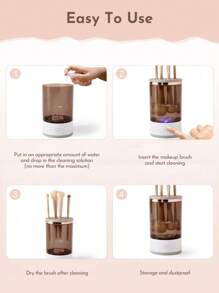 Teckwe Elektrisches Makeup Pinsel Reinigungsgerät, automatische Kosmetik Pinsel, USB Makeup Pinsel Reiniger, tragbarer elektrischer Makeup Pinsel Reiniger, Reiniger & Trocknungsständer passend für alle Größen von Makeup Pinseln, Vibrations-Tiefenreinigung, sanftes Wasserspülen & Mehrfach-Rohrreinigung, Weihnachtsgeschenke, Muss-Habe für Herbst- und Winterurlaub, Campingurlaub, Urlaubsaccessoires, Camping-Zubehör