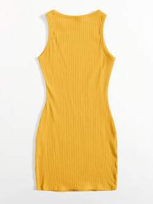 SHEIN Essnce Women Fashionable Solid Color Sleeveless Tank Dress - Ginger - View 2