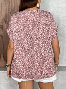 SHEIN LUNE 浪漫粉色花卉印花上衣，母親節襯衫，假日約會穿搭 - 粉色 - 查看 2