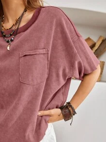 Bohemela 女士圓領純色下垂蝶翼短袖t恤