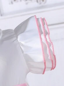 Robe De Princesse Trapèze Et À Volants Pour Bébé Fille, Motif Floral Doux Et Féminin