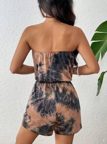 SHEIN VCAY Vacation Tie-Dye Print Strapless Summer Women Romper