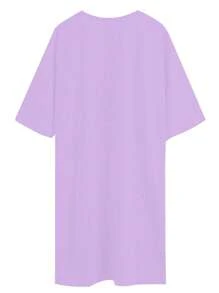 Calvaya Fashionable Plus Size Women Colorful Lip Printed Short Sleeve T-Shirt - Purple - View 2