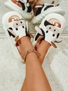 卡通奶牛設計趣味拖鞋