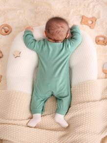 Cozy Pixies Newborn Baby Boy 2pcs Half Button Rib Knit Jumpsuit - Multicolor - View 2