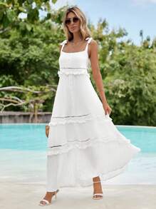 RueChic Self Fabric Coated Button Through Layed Texture Fabric - White - View 5