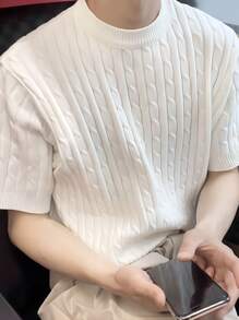 Manfinity Hypemode 男士圓領短袖針織衫 - 白色 - 查看 1