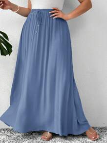 SHEIN LUNE 春夏季大碼休閒純色裙