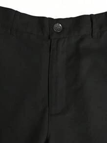 Manfinity Mode Men Solid Knot Front Blazer & Suit Trousers - Black - View 3