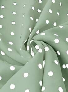SHEIN Clasi Plus Size Polka Dot Printed Long Sleeve Casual Blouse For Spring And Summer
