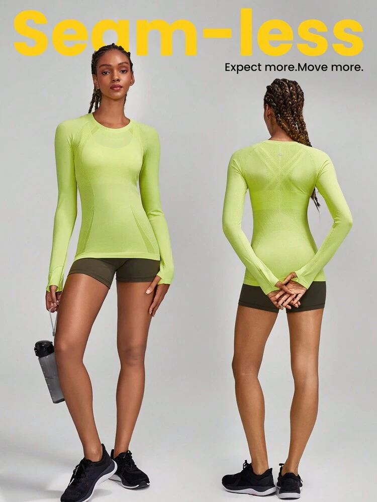 Seamless Slimfit Long Sleeve Top Hip Length Antibacterial Lightweight Summer