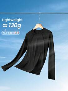 GLOWMODE Seamless Coolmax® Jacquard Relaxed Fit Long Sleeve Tee Workout Daily Summer - Black - View 6