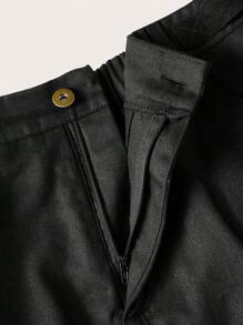 SHEIN ICON 加大尺寸夏季休閒貨物口袋迷你裙褲 - 黑色 - 查看 6