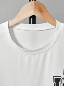 Vacaura Teen Boy Summer Casual Set Short Sleeve Letter Print Tee And Pants With Drawstring Waistband - White - View 6