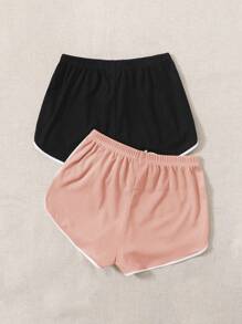 SHEIN EZwear 夏季服装 2 条装 打结腰身海豚短裤