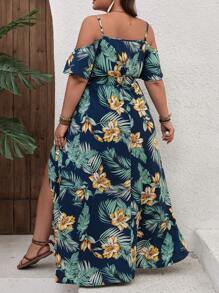SHEIN VCAY Vestido romántico de flores de hombros descubiertos de estilo bohemio para tallas grandes de verano - Multicolor - Ver 2