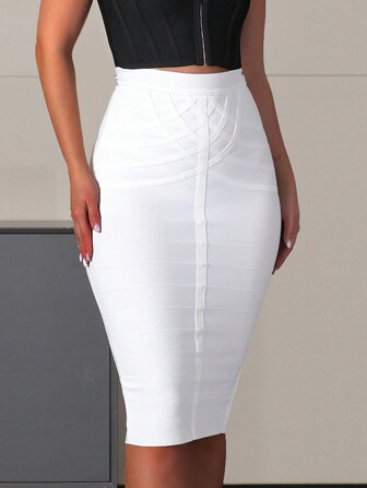 New Style Striped Sexy Bandage Tight-Fit Hip Package Skirt For Women