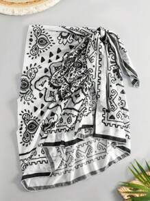 SHEIN Swim Gonna copri costume da bagno con stampa floreale e cintura per donne in stile vacanza