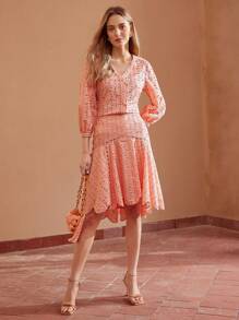 MOTF PREMIUM SOLID SCHIFFY FLOWY HEM SKIRT,SUMMER OUTFITS FOR BEACH VACATION - Pink - View 4