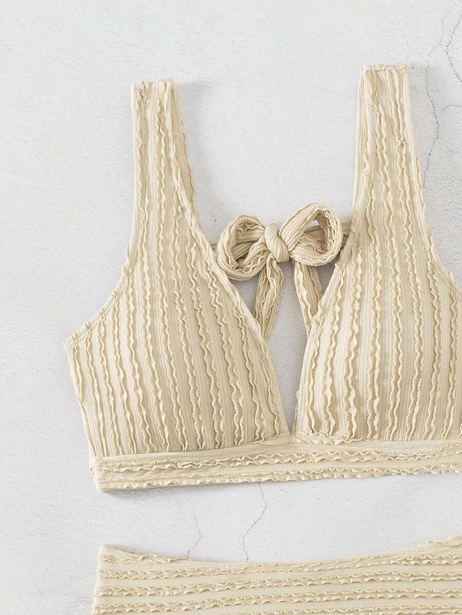 SHEIN Swim Letnie damskie bikini na plażę o solidnej fakturze na