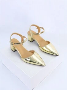 Zapatos de tacón alto brillantes de verano huecos para mujeres, ideales para fiestas - Dorado - Ver 7