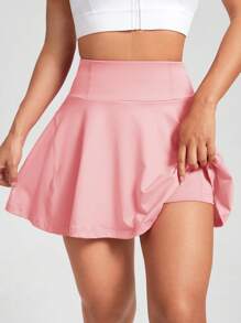 SHEIN EZwear Light Pink Knitted Sports And Leisure Skirt - Dusty Pink - View 5