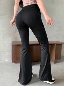 DAZY Solid Color Butt Lifting Flared Pants For Summer