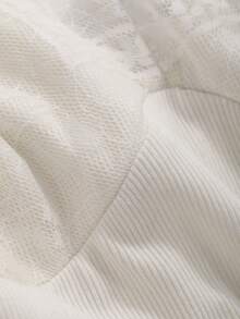 DAZY 女款對比色蕾絲不對稱領口緊身夏季背心 - 白色 - 查看 8