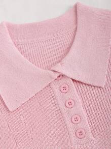 SHEIN Unity Women Short Simple Knitted Top - Pink - View 6