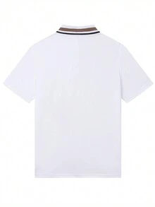 Camisa polo de verano de manga corta con estampado de rosa para hombre - Blanco - Ver 3