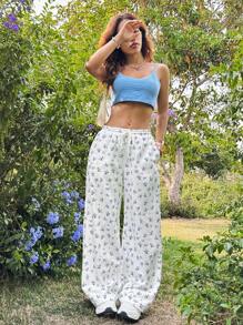 SHEIN EZwear 夏季休閒花卉印花運動褲 - 彩色 - 查看 6