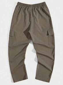 Manfinity Homme Pantalon cargo décontracté pour hommes avec taille cordonnée et poches - Militaire verte - Voir 2