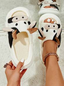 卡通奶牛設計趣味拖鞋