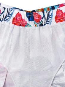 Surfspeed Men Summer Holiday Drawstring Flower Print Beach Shorts - Multicolor - View 4