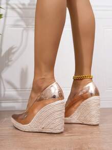 Ladies' Pointed Toe Espadrille Thick Platform Fashion Wedges Suitable For Outdoor Parties