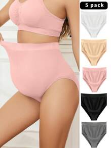 Moonlight&Mama 孕婦實色簡約舒適內褲（5入組），適用於孕婦 - 彩色 - 查看 4