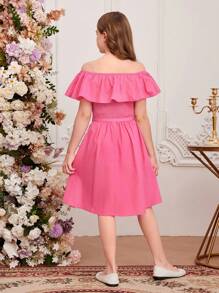 SHEIN Conjunto de Top sem Alça e Saia tecido de cor sólida para menina adolescente, lindo e fofo para a primavera/verão