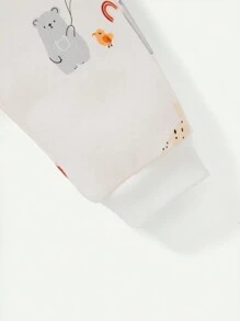 Cozy Pixies Em bé Con trai Dễ thương In Động vật Vòng cổ Áo nỉ Và Quần Hai chiếc - Màu be - Xem 4