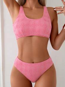 Swim Basics Summer Beach Ladies' Fashionable Solid Color Bikini Set With Separated Bikini Set