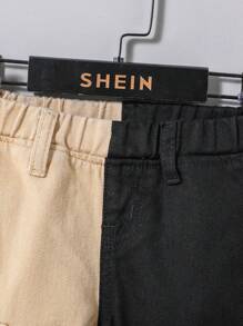 SHEIN 嬰兒男孩時尚春夏色塊洗水活口口袋牛仔貨褲，嬰兒男孩夏季服裝套裝 - 彩色 - 查看 4