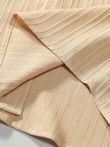 Men's Fashion Loose Textured Solid Color Short Sleeve Shirt, Summer - Khaki - View 5